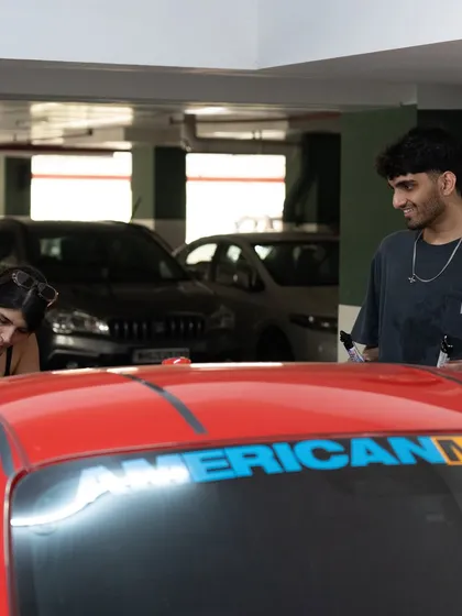 Another view of the teamwork it took to bring this custom car art to life.