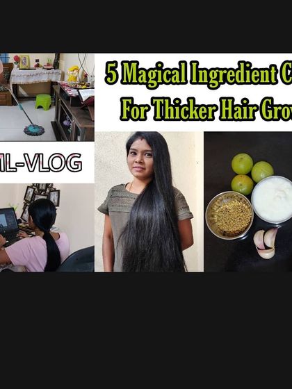 A vlog where I share a 5-ingredient combo for thicker hair growth, including amla, fenugreek, and castor oil.