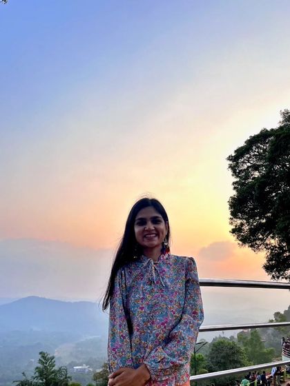 A quiet moment enjoying the sunset over the hills of Coorg. The changing colors of the sky are a constant source of inspiration for my color palettes.