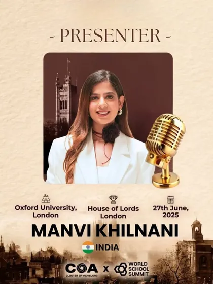 This event poster for the World School Summit captures the essence of my brand as a global presenter. Representing India at prestigious venues like Oxford University and the House of Lords in London is a dream I turned into reality through years of dedication.
