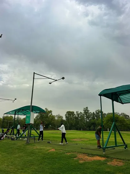 A view of the range under the shade of our canopies, with a full house of players.