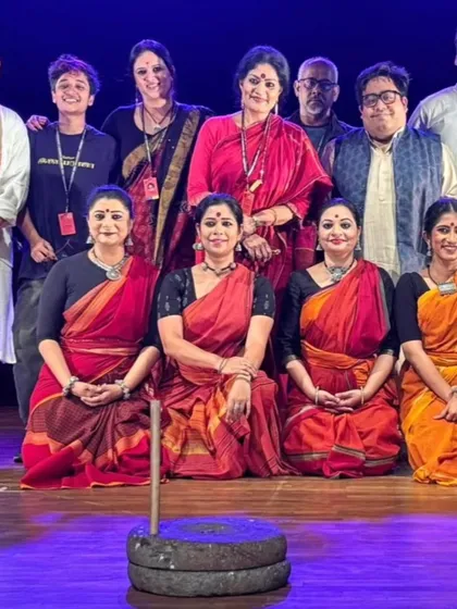 The complete cast and crew of 'Songs of the Millstone' after a successful premiere at the Serendipity Arts Festival. It takes a dedicated team of dancers, musicians, and technicians to bring such a vision to life.