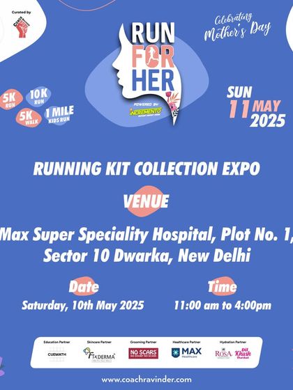 The running kit collection expo details for the "Run For Her" 2025, a key step before our Mother's Day celebration run.