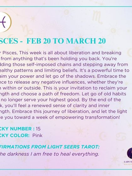 A weekly tarot reading for Pisces about liberation and breaking free. This is your invitation to reclaim your power, let go of the shadows, and choose a path of freedom.