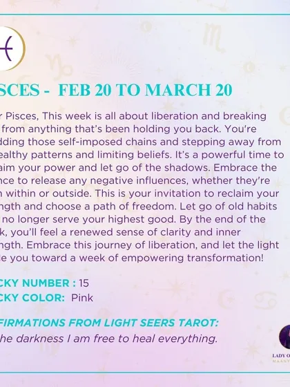 This week's tarot guidance for Pisces. This week is all about liberation and breaking free from anything that's been holding you back. Reclaim your power.