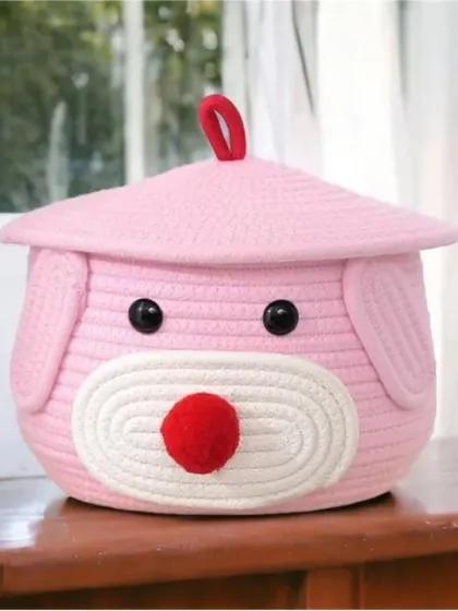 The teddy storage basket is also available in this lovely pink color, great for adding a pop of color to a room.