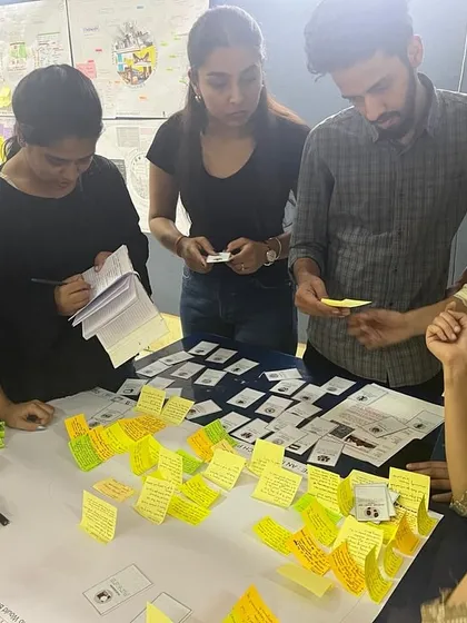 Another angle from our urban policy workshop, showing a team of students organizing their ideas using color-coded notes. This visual method helps in structuring complex policy and design interventions.