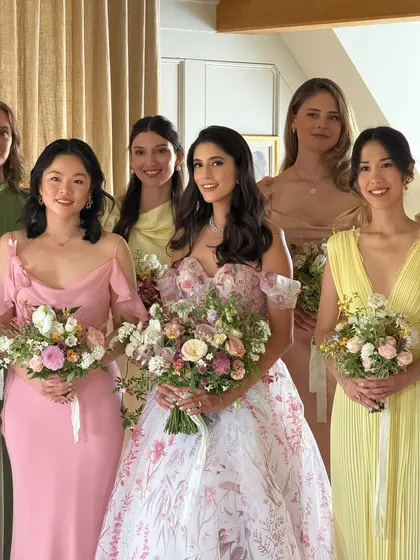 A beautiful moment with the bride and her bridesmaids. I love creating a cohesive yet personal look for the entire bridal party.