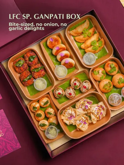 For festivals like Ganpati, I offer specialized meal boxes with bite sized delights that are made without any onion or garlic. This Ganpati Box is thoughtfully curated with traditional flavors, ensuring your festive hosting is both authentic and completely stress free.