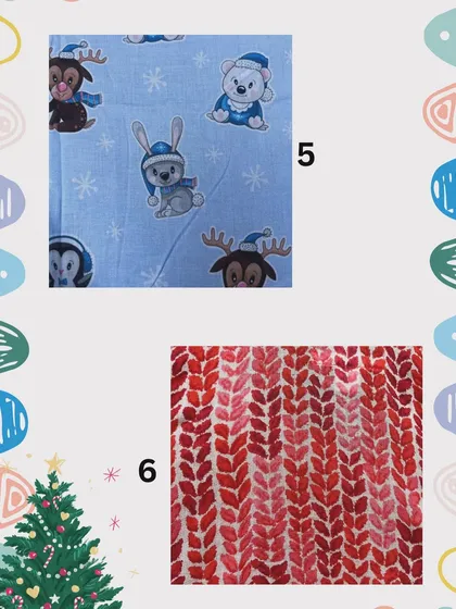 Cozy and cute prints for the winter season! Choose from adorable winter animals or a classic knit pattern to design a custom Christmas outfit.
