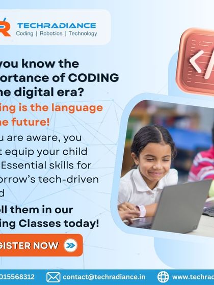 This ad emphasizes the importance of coding as the language of the future and encourages parents to enroll their children in our classes.