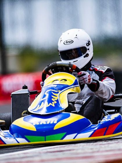 Our driver in the number 62 kart, focused on the track ahead during the RMC R3.