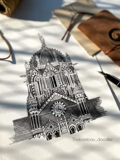 The final details of the CST sketch, a tribute to the soul of Mumbai. The architecture of this city is a constant source of inspiration for my work.