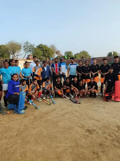 This is where it all begins. A group of determined young players at the trials for the Sub-Junior Women's Hockey Tournament, showing that passion for the sport starts at the grassroots level.