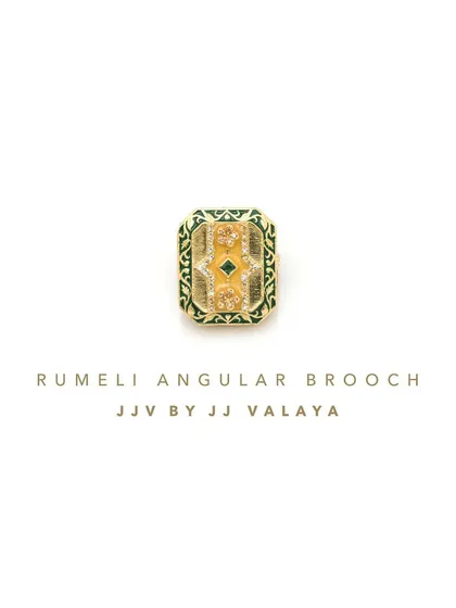 The Rumeli Angular Brooch is an opulent yet dainty design derived from a signature necklace. It can be styled on a lapel, a scarf, or even as a hair accessory for a touch of versatile elegance.