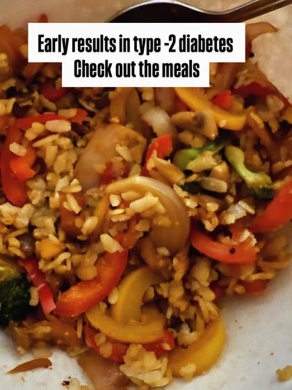 A bowl of vegetable-loaded puffed rice, an early result meal for a client managing type 2 diabetes.