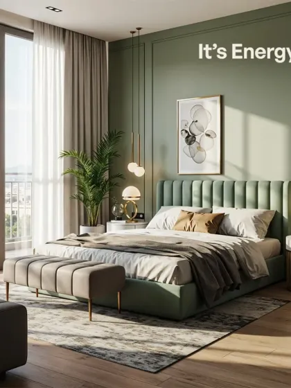 Your bedroom should be your personal sanctuary. We designed this space with serenity in mind, using a calming sage green, elegant pendant lighting, and large windows to create a bright, airy, and restful retreat.