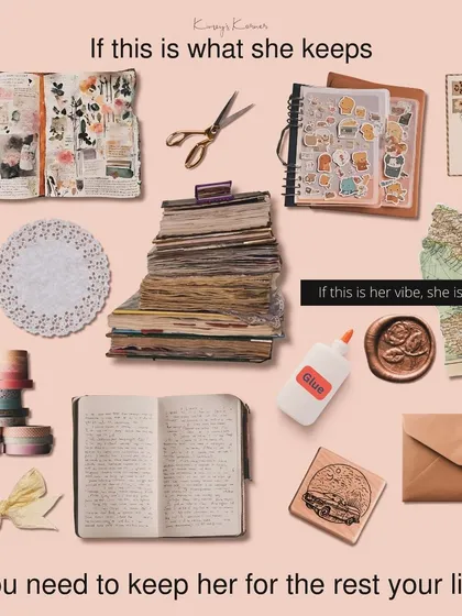 If this is her vibe, she's a keeper. A little mood board for all the journaling girlies out there.