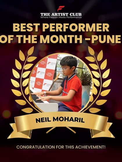 Recognizing Neil Moharil as the Best Performer of the Month from Pune. Our Artist Club operates across cities, ensuring talented students everywhere get a chance to be recognized and nurtured.