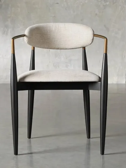 Handcrafted by artisans, our Jagger dining chair delivers a sleek modern design with unfailing comfort. The hand-stained solid mahogany frame is complemented by warm metal accents and a comfortable upholstered seat and back.