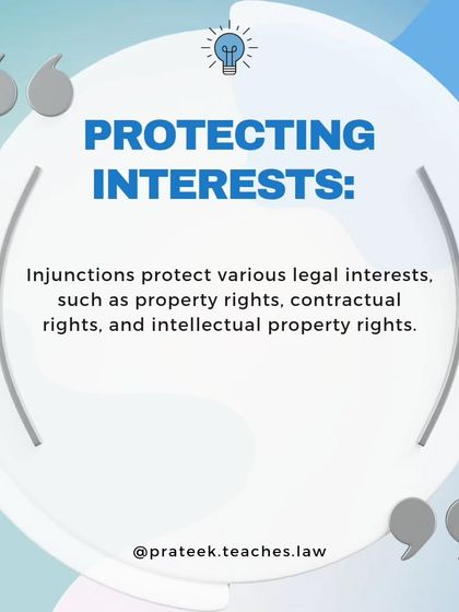 Injunctions are a tool to protect various legal interests, including property rights, contractual rights, and intellectual property rights.