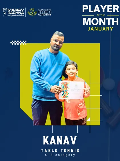 Kanav, our Table Tennis Player of the Month for January (U-8). His progress shows that it's never too early to start.
