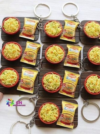 A large order of Maggi keychains, a perfect gift for noodle lovers.