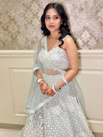 A side view of the client, showing her hairstyle.