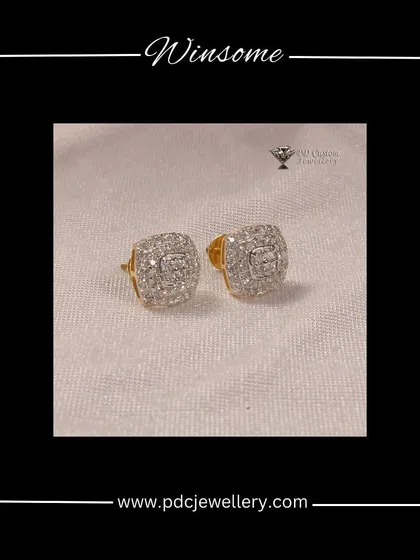 A winsome pair of square-shaped diamond stud earrings. The illusion setting creates the look of a larger stone, offering great value and sparkle.