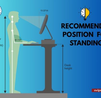 If you have a standing job, this guide illustrates the best posture to minimize strain. Correct desk height and a neutral spine alignment can make a huge difference in your comfort and long-term health.