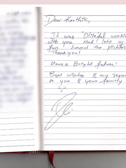 This is more valuable to me than any picture. Getting a handwritten note like this from actress Radhika Narayan after our shoot is the reason I do what I do. It’s all about creating a great experience and memories, not just photos.