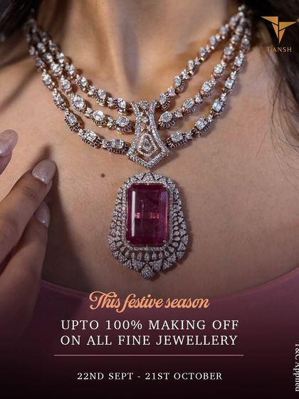 Some jewels don't just light up your look, they light up your season. This magnificent three-tiered diamond necklace with a large ruby tourmaline pendant is crafted for the grandest of celebrations.