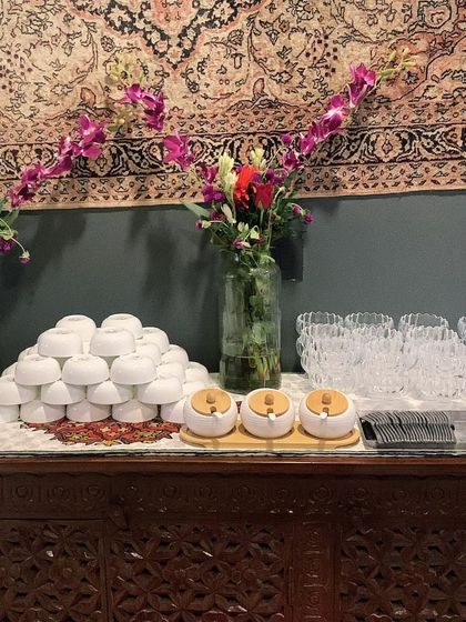 A simple, elegant setup for a Ganesh Chaturthi Pooja at a client's home for 30 guests. I can provide catering for all your religious ceremonies and festive occasions.