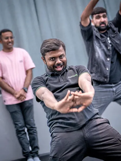 Goofing around and having fun is mandatory. Dance should never be too serious.