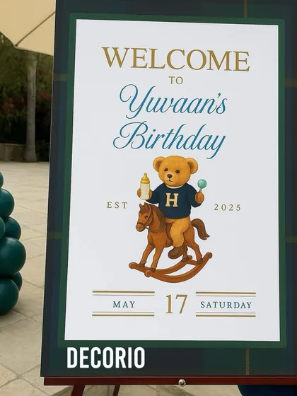 For clients looking for a unique and classic theme, I designed this Polo Ralph Lauren inspired welcome sign. It shows how I can tailor decorations to a very specific style, ensuring every detail from the font to the color scheme is perfect.