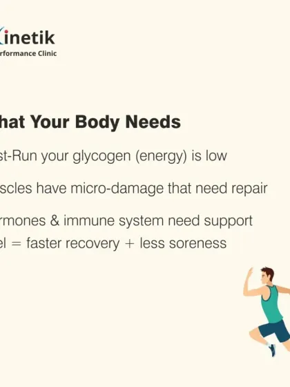 After a run, your body's energy stores (glycogen) are low and your muscles have micro-damage. Fueling properly kickstarts the repair process and leads to less soreness.