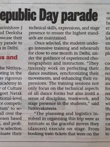 Another press feature on our students' journey to the Republic Day parade, detailing the rigorous selection and training process.