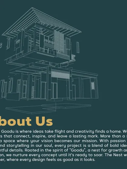 This image explains our "About Us" philosophy. At Studio Goodu, ideas take flight and creativity finds a home. We nurture every concept until it’s ready to soar, creating a nest for growth and new beginnings.