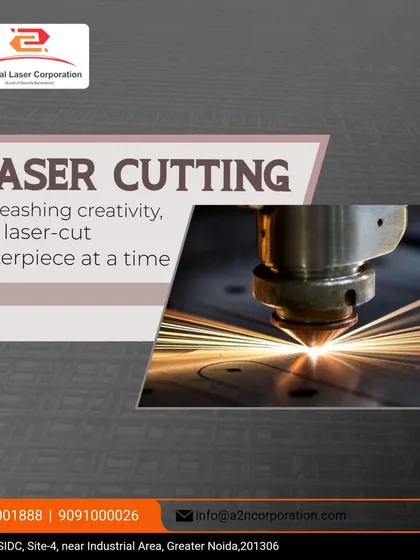 A powerful image of our laser cutting head in action, emitting a bright spark as it cuts through metal. This shot captures the power and precision at the heart of our services.