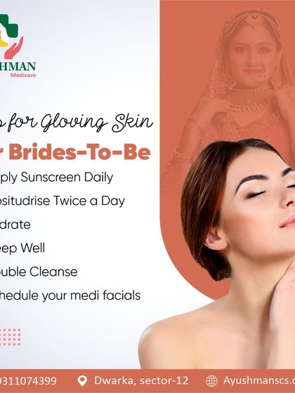 We provide essential tips for brides-to-be to achieve glowing skin for their big day. Our advice includes daily sunscreen, proper hydration, getting enough sleep, and scheduling medi-facials with us.
