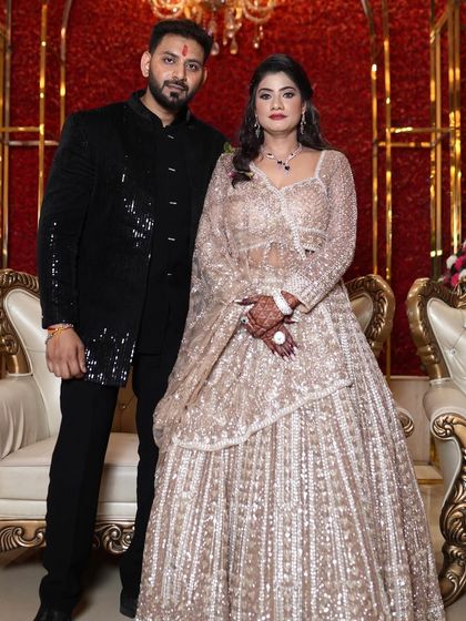 Another beautiful shot of the happy couple. The bride's makeup was designed to look fresh and radiant all evening long.