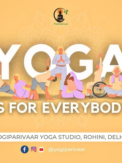 A graphic illustrating our core belief: Yoga is for everybody, regardless of age, ability, or background.