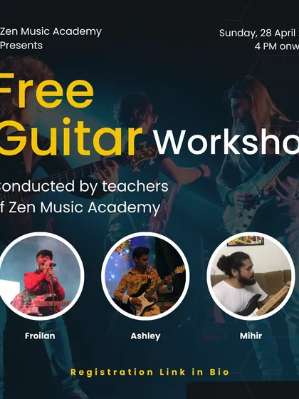 Are you curious about playing the guitar? We invite you to join our free guitar workshop. It's a hands-on session conducted by our expert teachers, perfect for absolute beginners who want to try the instrument for the first time.