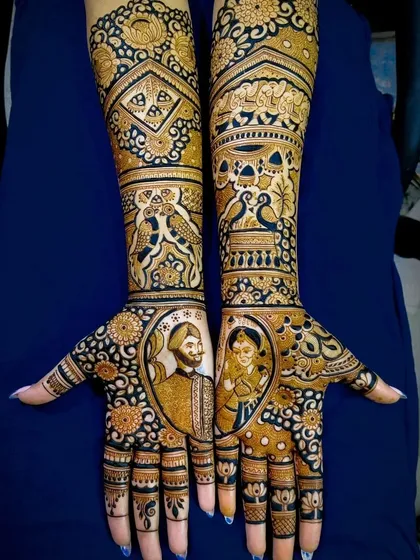 A beautiful portrait of a Sikh couple, showing my ability to customize designs for different cultures and traditions.