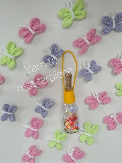 A whimsical photo of my pastel butterfly keychains flying around a little bottle of magic. These make great party favors or small gifts.