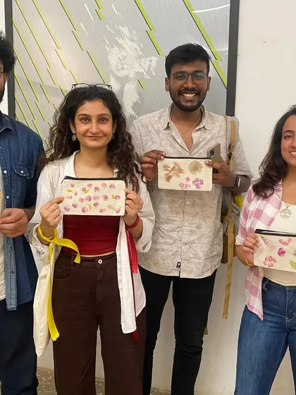This group of friends had a wonderful time creating their own custom pouches. Flower pounding is a perfect group activity for birthdays, team outings, or just a fun day out.