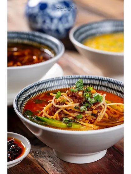A wider shot of the soup section for Shang Palace, showing multiple soup bowls.