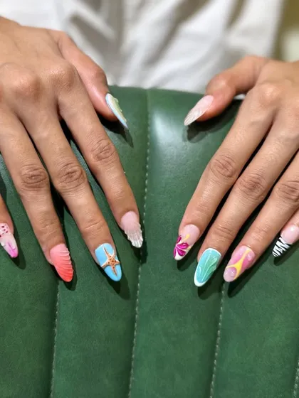 Another view of the maximalist nail art set, showcasing the creativity and skill involved in creating a unique design for every single nail.