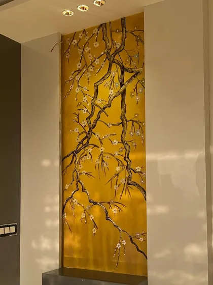 The finished panel installed in the wall, creating a beautiful, slim art feature.