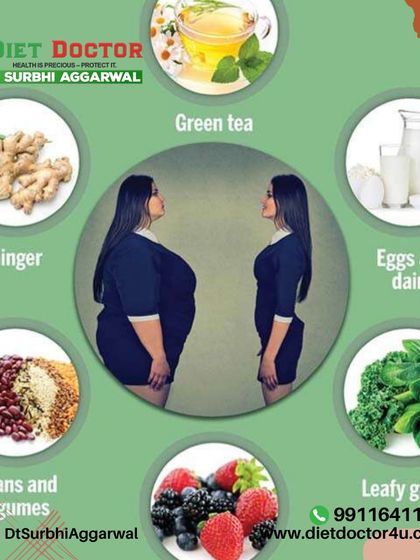 This infographic showcases a variety of foods that support weight loss. My diet plans often include leafy greens, beans, eggs, and green tea to boost metabolism and promote satiety.